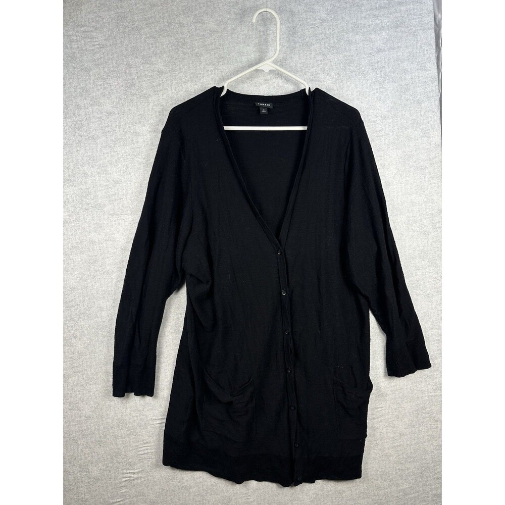 Torrid Black Long Sleeve Button Front Cardigan Sweater Plus Size 3X Light Weight